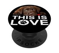 Chocolate Lab This Is Love Dog Labrador Retriever marrone PopSockets PopGrip Adesivo