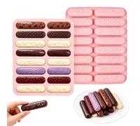 Chocolate Molds Silicone - 2 Pieces 16 Cavities Finger Biscuits Mould | Silicone Chocolate Molds for Jellies, Candies, Cookies, Snacks, Bread, Muffin, Soap, Resin, Crayon