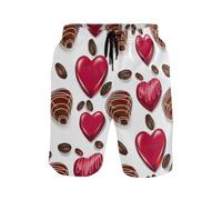 Chocolates Coffee Beans Hearts White - Costume da bagno da uomo, ad asciugatura rapida, foderato in rete, Cioccolatini Caffè Chicchi Cuori Bianco, X-Large