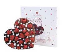 CHOCOLISSIMO - Regalo D'amore al Cioccolato - Cuore di Cioccolato Fondente Con Lamponi e Cuoricini di Zucchero - Idee Regalo per il Compleanno, per Gli Innamorati, per San Valentino