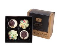 CHOCOLISSIMO - Regalo di cioccolato - 4 praline raffinate a forma di pupazzo di neve e albero di Natale - Senza alcool - Cioccolato di Natale, idee regalo di Natale per bambini - Delizie invernali