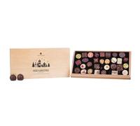 CHOCOLISSIMO Scatola di cioccolato - Regalo di praline per San Nicola, Natale - 30 cioccolatini fatti a mano in una scatola di legno - Idee regalo per uomini, mamme e bambini - Xmas Premiere Maxi