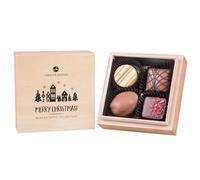 CHOCOLISSIMO Scatola di cioccolato - Regalo di praline per San Nicola, Natale - 4 cioccolatini fatti a mano in una scatola di legno - Idee regalo per uomini e bambini - Premiere di Natale Quadro