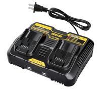 Choerinton DCB102 - Caricabatterie doppio di ricambio compatibile con caricabatterie Dewalt DCB112 DCB104 DCB107 compatibile con batteria da 12 V 20 V max DCB124 DCB203 DCB204 (senza batteria)