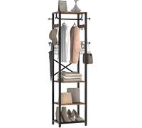 CHOEZON Appendiabiti da Ingresso, Attaccapanni da Terra con Porta Scarpe, Stile Industriale con Ripiani, Ganci e Barra Portabiti, per Ingresso, Corridoio, Marrone Vintage e Nero DTYM18BF