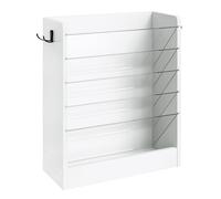 CHOEZON DMWJ01WB - Portadocumenti da parete a 6 livelli, organizer per riviste in legno di ingegneria, con 2 ganci, per ufficio domestico, colore: bianco