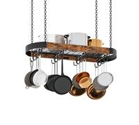 CHOEZON Porta Pentole Sospeso 80,5 cm, Porta Pentole per Cucina con Montaggio a Soffitto, Struttura in Metallo Resistente in Stile Industriale, Marrone Vintage e Nero DTPR09BF
