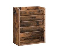 CHOEZON Portadocumenti a 6 Livelli da Parete, Organizzatore di Documenti a Parete con Vassoio Porta Riviste in Legno Rustico, 2 Ganci Laterali, per Ufficio e Casa, Marrone Vintage DMWJ01FG