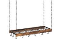 CHOEZON Rastrelliera da appendere, da parete a soffitto, per cucina, stile industriale, con 18 ganci, organizer per pentole, per pentole e padelle, marrone rustico e nero TPR12BFC1
