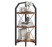 CHOEZON Scaffale Angolare a 3 Livelli in Stile Industriale, Libreria da 90 cm, con Esposizione Aperta, Portavasi, Facile da Montare, per Camera, Bagno, Soggiorno, Marrone Vintage DTCJ03BF