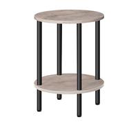 CHOEZON Tavolino Rotondo con Due Ripiani, Tavolino da Divano, Comodino Piccolo, Tavolino da Caffè Industriale per Soggiorno e Camera da Letto, Grigio Invecchiato e Nero DTBZ01BG