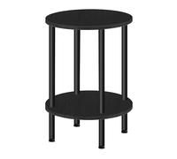 CHOEZON Tavolino Rotondo con Due Ripiani, Tavolino da Divano, Comodino Piccolo, Tavolino da Caffè Industriale per Soggiorno e Camera da Letto, Nero DTBZ01BB