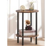 CHOEZON Tavolino Rotondo con Due Ripiani, Tavolino da Divano, Comodino Piccolo, Tavolino da Caffè Industriale per Soggiorno e Camera da Letto, Marrone Vintage e Nero DTBZ01BF