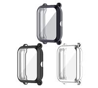 Chofit Custodie compatibili con Amazfit Bip U/GTS 2 Mini Case, pellicola protettiva per schermo in TPU placcato caso di armatura per Bip U/GTS 2 Mini/Bip U Pro/Bip S/Bip S/Bip (Nero+Grigio+Argento)