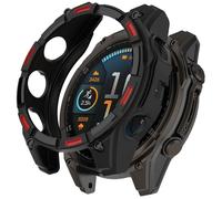 Chofit Custodie compatibili con Garmin Fenix 8 da 51 mm, protezione protettiva in TPU per Fenix 8 51 mm (non per 43 mm/47 mm) (nero-rosso)