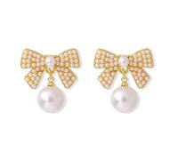 choice of all Bow Earrings for Women Trendy Gold Pearl Drop Dangle Earrings Bowknot Stud Wedding Party Daily Jewelry Accessory Gifts for Her