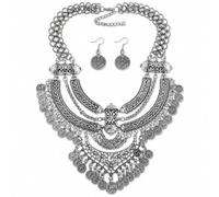 choice of all Set di gioielli da donna, collana e orecchini con monete dorate, accessori per danza del ventre, costume rinascimentale egiziano, in metallo, non è una pietra preziosa