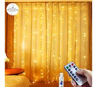 CHOIGN Tenda Luminosa Natale, 10 * 3M*3M 300 LED Luci Tenda con Telecomando, 8 Modalità e 6 Livelli di Luminosità, IP44 Impermeabile Tenda Luminosa Esterno Interno per Natale, Giardino e Finestre
