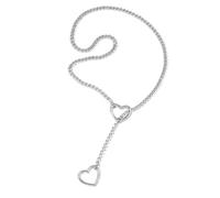 Choker a Cuore Regolabile - Collana Lunga a Y, Lariat, Catena Scorrevole a Forma di Cuore Fatta a Mano - Punk Gotica In Acciaio Inossidabile - Regalo Perfetto