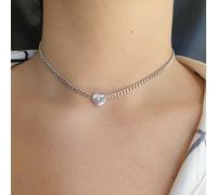 choker cuore grande zircone argento 925 collana donna grumetta collier collare