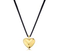 Choker Donna Cuore Bombato in Acciaio su Velluto Nero - Sagapo SSE15 SSE16