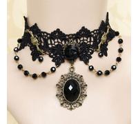 Choker Nero Pizzo Gothic Collier Collo Barocco Fiori Vittoriano S54