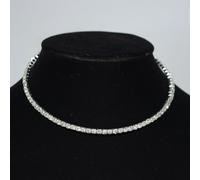 Choker oversize gioiello da donna impreziosito con strass, colore argento, accessorio di gioielleria per festa vetro