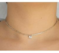 choker zircone tondo argento 925 graffette collana donna girocollo collare