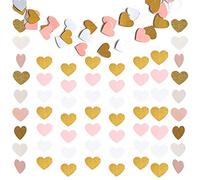cholinchin 2 pacchi Ghirlande a Forma di Cuore in Carta da per Matrimonio,Cuore Appeso a stendardo Bunting Garland ghirlande per Ragazza, Anniversario, Decorazione di Cerimonie,Oro, Bianco e Rosa