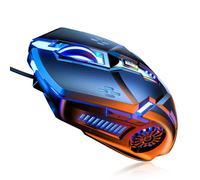 CHONCHOW Mouse da gioco, mouse cablato, mouse per laptop, retroilluminazione a LED 3200 DPI 6 pulsanti, 7 luci di respirazione a colori con cavo da 1,5 m, per giocatori, clic silenzioso, plug and play