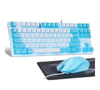 CHONCHOW Tastiera blu e mouse combinata, 87 tasti TKL USB cablata LED retroilluminata, mouse RGB 800-3200 DPI, mouse blu e tastiera combo per PS4 PS5 PC laptop Mac computer