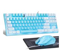 CHONCHOW Tastiera blu e mouse combinata, 87 tasti TKL USB cablata LED retroilluminata, mouse RGB 800-3200 DPI, mouse blu e tastiera combo per PS4 PS5 PC laptop Mac computer