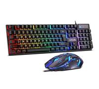 CHONCHOW Tastiera da gioco e mouse combinata, retroilluminazione RGB cablata, tastiera meccanica anti-ghosting 3200 DPI, mouse da gioco Plug & Play per computer portatile, PC, PS4, Xbox, Mac Game e