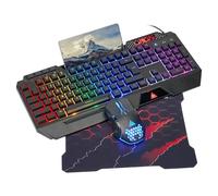 CHONCHOW Tastiera da gioco e mouse combinata, tastiera silenziosa retroilluminata RGB con cavo USB, anti-ghosting, con poggiapolsi ergonomico e supporto per telefono, mouse da gioco 7D 7200 DPI per PC