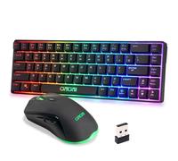 CHONCHOW Tastiera e mouse wireless al 60%, batteria ricaricabile da 2000 mAh con retroilluminazione a LED, portatile, 68 tasti, impermeabile, piccola tastiera compatta per PC e Mac (wireless)