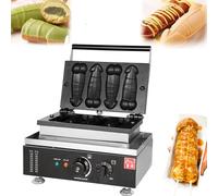 CHONGHAN Macchina per Waffle Commerciale da 1600 W, Forma strana, 4 Pezzi, Waffle antiaderenti, 50-300 ℃/122-572 ℉ Regolabili, fornaio per Salsicce Hot Dog in Acciaio Inossidabile, per ristoranti
