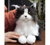 Chongker Peluche Fatto a Mano Realistico Peluche da Compagnia Regalo per Animali Domestici Ragazze Ragazzi Amanti dei Gatti Morbido Peluche Carino (Gatto Nero)