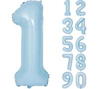 CHONGZHONG Palloncino Blu Opaco 1 Numero 1 Palloncino in Pellicola Blu Chiaro 1 Palloncino da 40 Pollici in Mylar Elio Palloncino per Feste di Compleanno Ragazze Ragazzi Bambini Doccia Matrimonio