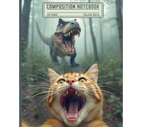 Chonky Cat Selfie with T-Rex Composition Notebook: College Ruled Lined Journal for Men, Women, Teens, Students and Teachers - Funny Dinosaur and Cute Orange Tabby Kitten Meme Book