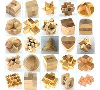 Chonor 25 Pezzi Premium Rompicapo in Legno - Classico Gioco di Mente IQ Test 3D Puzzle Brain Teaser Giocattoli Educativi Logica Gioco di Cube per Bambini e Adulti - Perfetto Regalo e Idea Decorazione