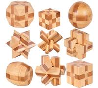 Chonor 9 Pezzi Premium Rompicapo in Legno - Classico Gioco di Mente IQ Test 3D Puzzle Brain Teaser Giocattoli Educativi Logica Gioco di Cube per Bambini e Adulti - Perfetto Regalo e Idea Decorazione