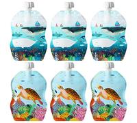 ChooMee Sacchetti Riutilizzabili per Alimenti Bambini | Senza BPA | Antifuga, Ricaricabili, Doppia Chiusura, Facile da Pulire | Ideali per Purè, Pappe e Frutta | 6 Pz, 230 ml SeaLife