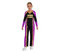 Choomomo Bambini Costume Per Tifosi Maschili Uniforme Di Cheerleading Per Ragazzi Costume Halloween Cheerleading Carnevale Viola 9-10 anni
