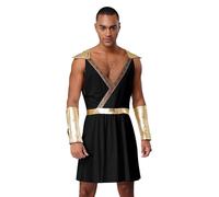 Choomomo Costume Imperatore Romano Uomo Abito Dio Greco 3 Pezzi Cosplay Halloween Carnevale Festa Gioco Di Ruolo S-3XL Nero XXL