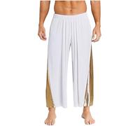 Choomomo Danza Liturgica Lode Preghiera Pantaloni Uomo Danza Contemporanea Lirica Metallizzata Elastica Gamba Larga Pantaloni Palazzo Show Outfit S-XXL Bianco M