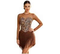 Choomomo Donna Unitard Con Frange Costume Da Cavernicola Preistoria Indiana Marrone S