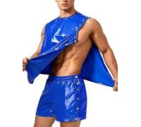 Choomomo Uomo Top Senza Maniche Strappabile E Calzoni Larghi Completo Due Pezzi Set Abbigliamento Sportivo Due Pezzi Tuta Ginnastica Lucida Blu reale L