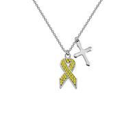 CHOORO Collana gialla per la consapevolezza del cancro, con ciondolo a forma di nastro di speranza, regalo per endometriosi, cancro alla vescica, prevenzione del suicidio, cancro alle ossa, Metallo