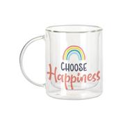 Choose Happiness Typography Arc en Citation Good Vibes - Tazza da caffè e The Isotherme 330 ml, effetto sospeso anti-bruciore, stampa in Francia