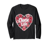 Choose Life PRO-Life - Costume da Donna con Cuore Floreale Maglia a Manica